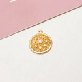 Close-up of gold plated hollow flower pendant with cubic zirconia for DIY jewelry - No.02