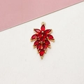 Close-up of gold-plated leaf pendant with red marquise cubic zirconia for DIY jewelry - 02#Red