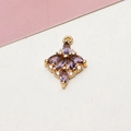Macro shot of gold-plated flower pendant with marquise purple zircon and small diamonds - 03# Purple