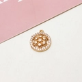 Close-up of gold-plated flower pendant with micro-pave cubic zirconia and top ring - 07#