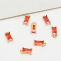 Rectangular red zircon pendant charms with gold-plated brass settings for DIY jewelry making - Orange