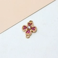 Detailed macro view of a gold-plated clover pendant with pink zircons for DIY jewelry - 02# Rose Red