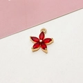 Macro shot of 18k gold plated five-petal flower pendant with red marquise zircon stones - 04#Red