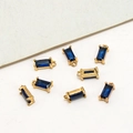Rectangle gold-plated DIY pendants with deep blue zircon stones for jewelry making - Dark Blue
