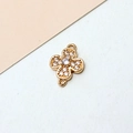 Macro shot of gold-plated clover jewelry connector with cubic zirconia for DIY jewelry - 02#White