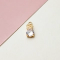 Detail of a gold-plated rose charm with a clear round-cut cubic zirconia stone pendant - Hollow Rose With Round Zirconia (01#)