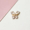 Macro shot of gold-plated butterfly pendant with clear cubic zirconia for DIY jewelry - Butterfly Shape With Pear Zirconia (02#)