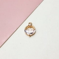Macro shot of a gold-plated geometric pendant with cubic zirconia and clear gemstones - Geometric Fan With Baguette Zirconia (03#)