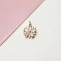 Macro shot of gold-plated flower pendant charm with inlaid marquise and round zircon stones - Marquise Snowflake Zirconia (04#)