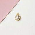 Détail d'un pendentif trèfle doré avec zircons pour la création de bijoux DIY - Trèfle à Quatre Feuilles Zirconium (07#)
