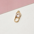 Detail of gold plated flip-flop pendant with sparkling cubic zirconia stone inlay - Sandal Shape (01#Sandals)