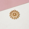 Detailed view of a gold-plated steering wheel pendant with white cubic zirconia inlay - Rudder Shape (02#Rudder)
