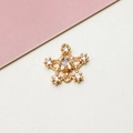 Detailed view of gold five-pointed star connector with cubic zirconia for jewelry making - Minimum 10 Pcs / 02#White