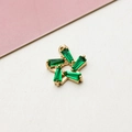 Close-up of gold-plated star pendant with five baguette-cut green cubic zirconia stones - Minimum 10 Pcs / 01# Green