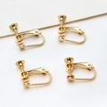 Detailed view of adjustable gold-plated screw ear clips for DIY jewelry making - 01# K Gold Screw Ear Clip (Without Loop)