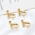 Detailed view of adjustable gold-plated screw ear clips for DIY jewelry making - 02# K Gold Screw Ear Clip (With Loop)