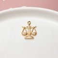 Macro shot of gold-plated scale pendant with micro-set zircons for DIY jewelry - Minimum 10 Pieces Price / Justice Scales (03#)