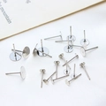 Multiple silver-plated flat head stud earring posts for DIY jewelry making material - 4mm / Silver