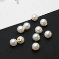 Polished white round pearls with gold metal bases for DIY earring making and jewelry design - 8mm / K Gold