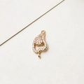 Macro view of gold-plated heart pendant connector with micro-paved sparkling zircon stones - Style 02 / No.02