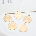 Five gold-plated coin pendants featuring Elizabeth II and Dos Pesos for DIY jewelry making - Minimum 10 Pcs / 01# 15mm Queen Portrait Coin