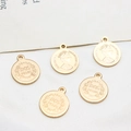 Close-up of gold plated DIY coin pendants with Queen Elizabeth and Mexican Peso motifs - Minimum 10 Pcs / 02# 12mm Queen Portrait Coin