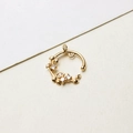 Detailed macro view of a gold-plated circular vine pendant with zircon leaves and inlay gems - Single Ring / Gold (01# Garland Style)