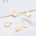 Set of 5 gold-plated coin pendants featuring Queen Elizabeth and Dos Pesos for DIY jewelry - Minimum 10 Pcs / 03# 8mm Queen Portrait Coin