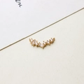 Macro view of gold-plated V-shaped pendant connector with white cubic zirconia inlay - Double Rings / Gold (03# V Arc)