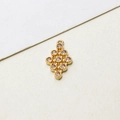 Detailed view of a geometric gold-plated charm featuring micro-set zircon crystals and loop - Single Ring / Gold (04# Geometric Rhombus)