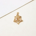 Macro shot of gold plated spider web pendant with sparkling white cubic zirconia stones - Spider Web Style (LF2245)