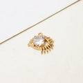 Macro shot of gold evil eye charm with cubic zirconia inlay and top ring detail - Evil Eye Style (LF2245)