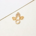 Macro view of gold-plated angel wing safety pin pendant with micro-set zircons - Wing Safety Pin Style (LF2245)