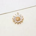 Detailed macro shot of a gold sunflower pendant with zircon petals for DIY jewelry making - Minimum 10 Pieces Price / Flower Style (01#)