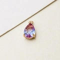 Macro detail of teardrop glass pendant with pink-blue gradient in gold plated setting - 7*13mm / 04# Gradient