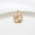 Detail of handmade wire-wrapped nest pendant with white pearls and gold wire - Wire Wrapped Bird's Nest Style (05#)