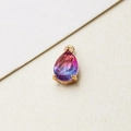 Detailed view of teardrop gradient glass charm with gold-plated bezel for DIY jewelry - 7*13mm / 06# Gradient