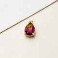 Macro shot of gold-plated pear-shaped crystal pendant with yellow to rose pink gradient effect - 7*13mm / 09# Gradient