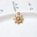 Macro shot of gold plated copper nautical ship wheel pendant with sparkling zircon inlays - 01# Ship Wheel