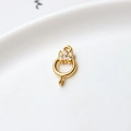Macro detail of gold plated zircon crown pendant connector for DIY jewelry making - 04# Double Hanging Charm