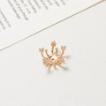 Golden five-claw crown bead cap with white rhinestones on beige leather surface - Five-Claw Crown Style (02#14mm)