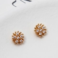 Golden sunburst stud earrings with sparkling white crystals for diy jewelry making - Sunburst Star Style (08#10mm)