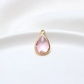 Pink teardrop crystal pendant with gold-plated bezel for DIY jewelry making - 10*18mm / Light Pink