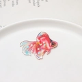 Macro detail of acrylic goldfish pendant with colorful sequins for DIY jewelry making - Star Sequin Transparent Painted Goldfish Style (01#)