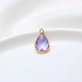 Light purple teardrop crystal pendant with gold frame for DIY jewelry making - 10*18mm / Light Purple