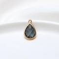 DIY water drop crystal pendant in dark grey with gold plated frame for jewelry making - 10*18mm / Dark Gray