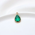 Facettierter tropfenförmiger grüner Kristallanhänger mit vergoldetem Rahmen für DIY-Schmuck - 10*18mm / Pfauengrün