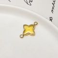 Detail of gold-plated four-leaf flower pendant with yellow crystal for DIY jewelry - Lemon Yellow