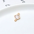Golden square zircon connector with double loops for DIY earring necklace making - Square Connector (02#)