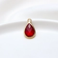 Facettierter roter Kristallanhänger in Tropfenform mit Goldrahmen für DIY Schmuck - 10*18mm / Burgunderrot
